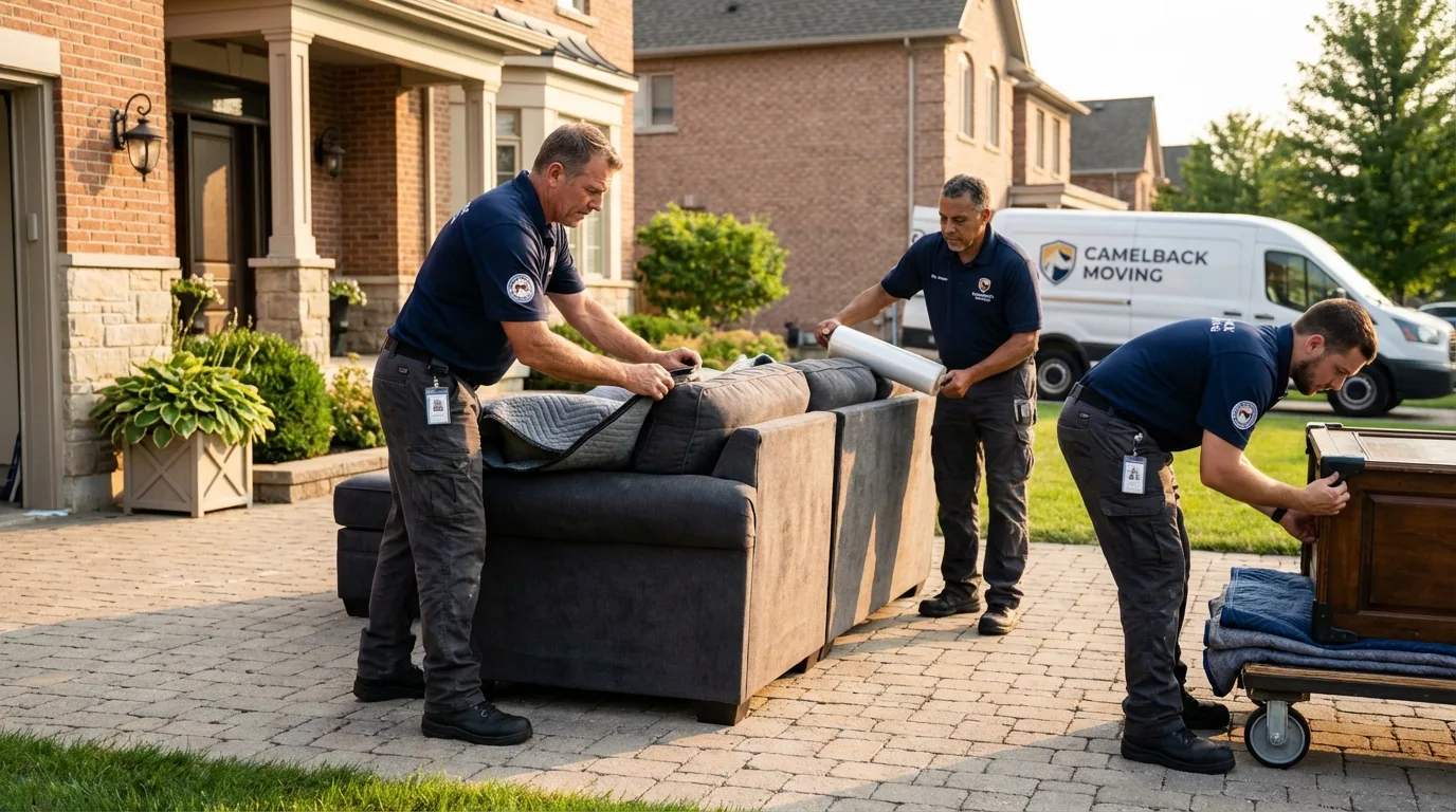 Large estate moving crew wrapping furniture in Lost Hills, CA